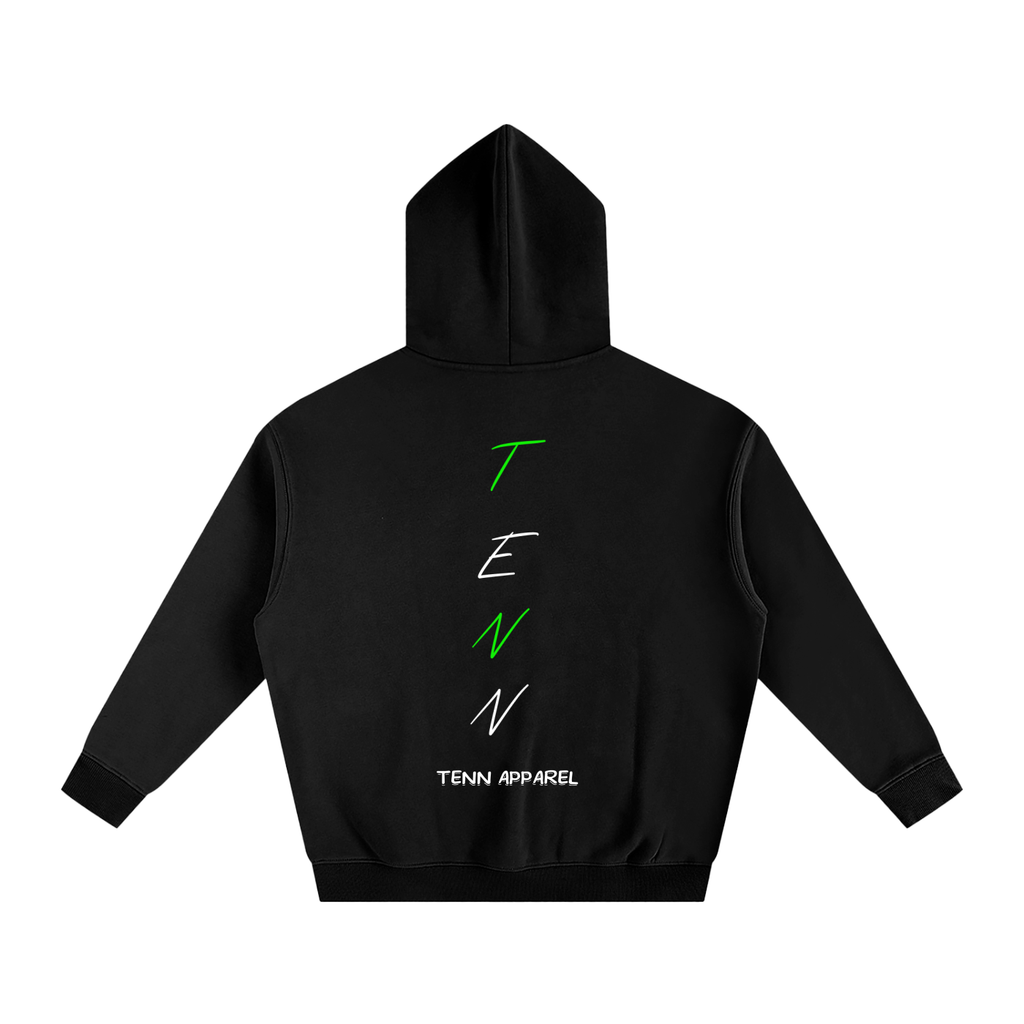 Graphic TENN APPAREL HOODIE. Black, Lime Green.